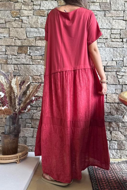 Tasha Damask T Shirt Maxi Dress Rioja